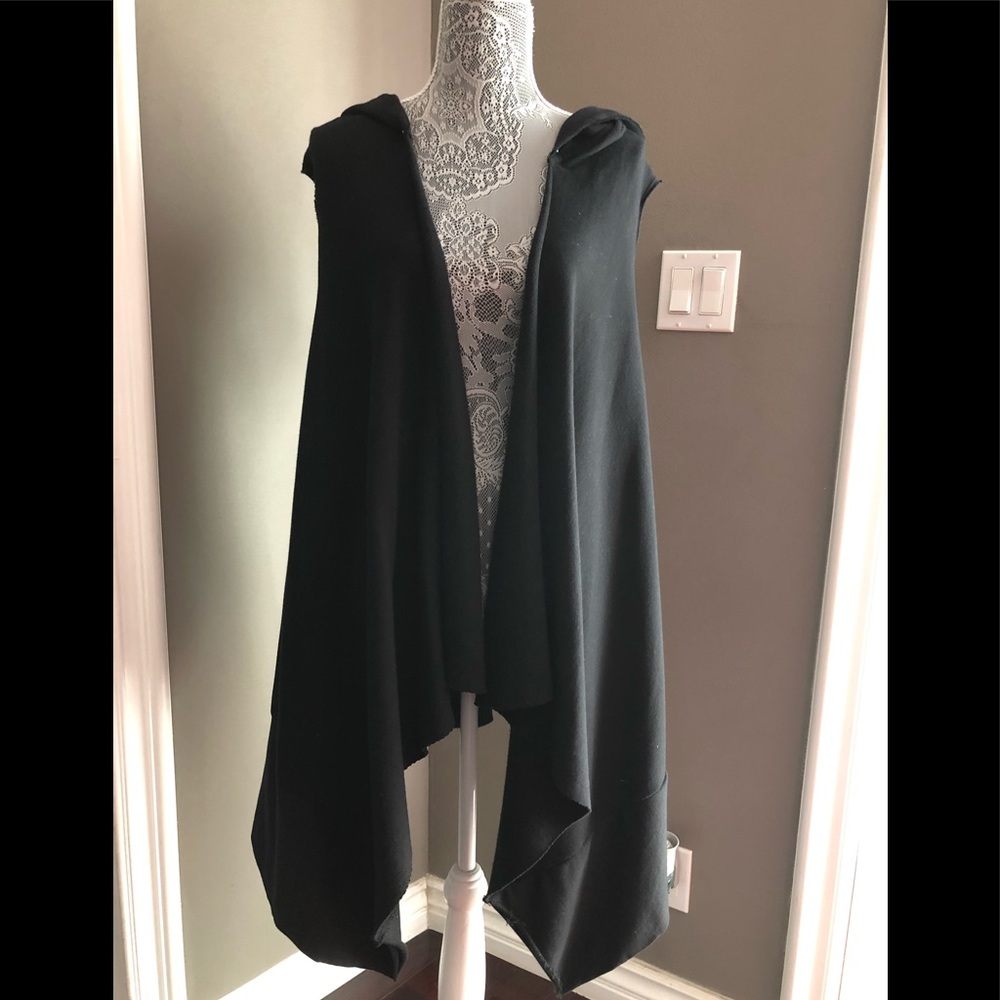 Zara Men, asymmetrical black hooded vest